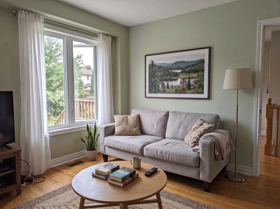 A living room repainted Sage Hill by Paint your home